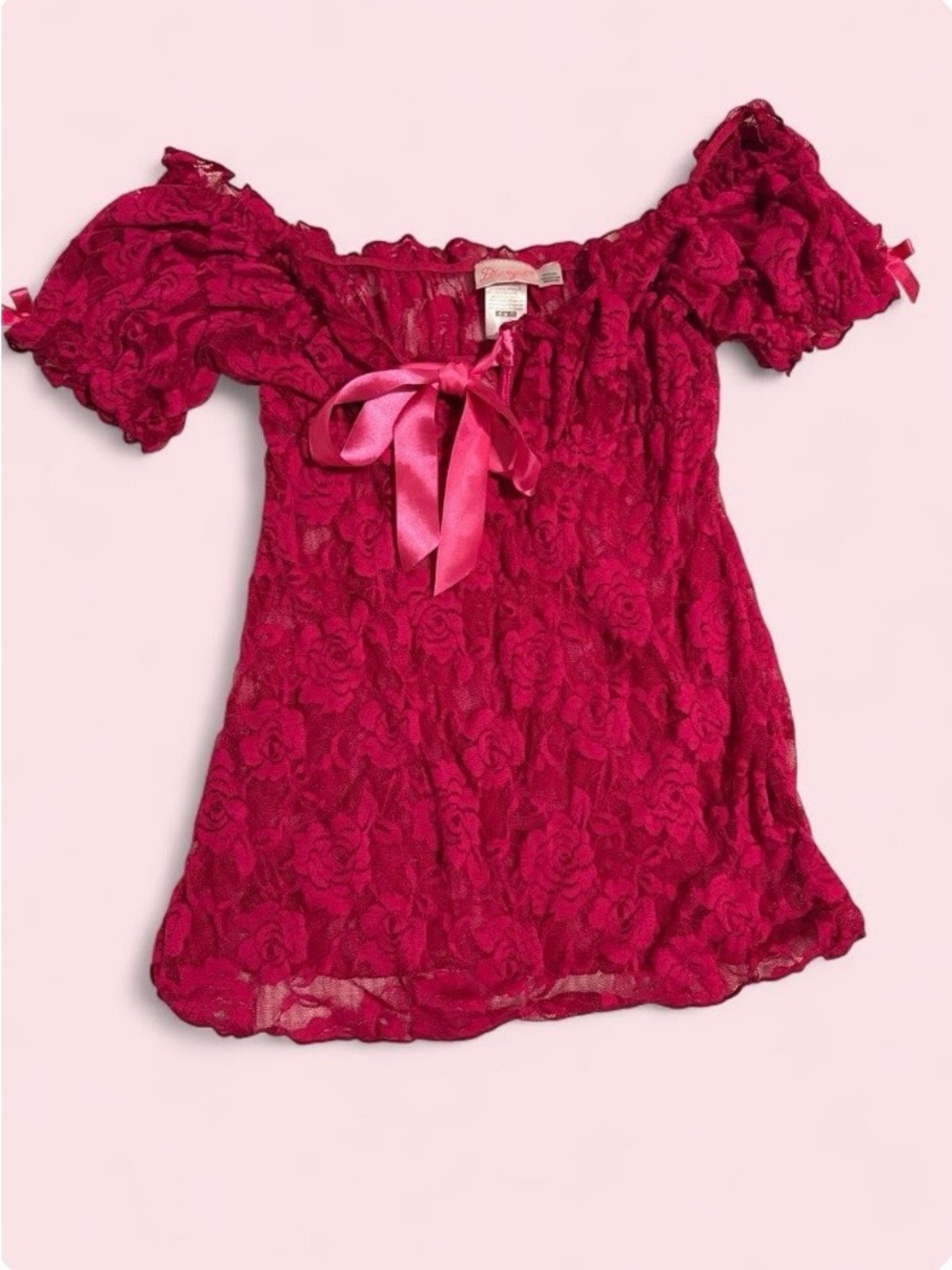 Dreamgirl Y2K deep fuchsia lace babydoll top